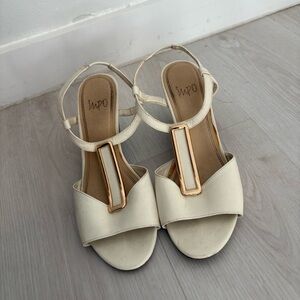 ImPO Vivette Cream Slingback Wedge Sandals - Size 8